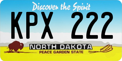 ND license plate KPX222