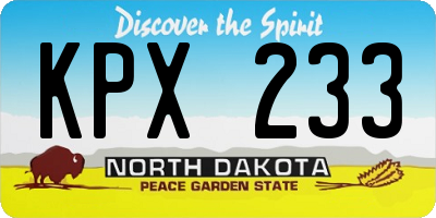 ND license plate KPX233