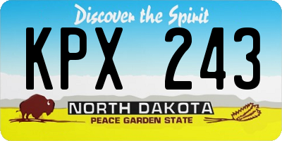 ND license plate KPX243