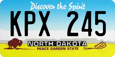ND license plate KPX245