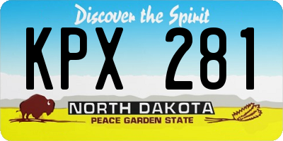 ND license plate KPX281