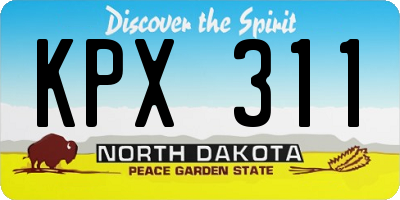 ND license plate KPX311