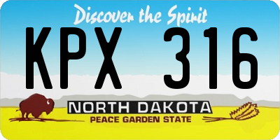 ND license plate KPX316