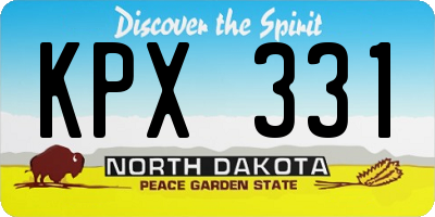 ND license plate KPX331
