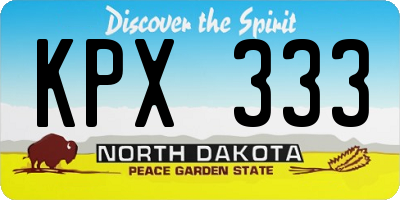 ND license plate KPX333