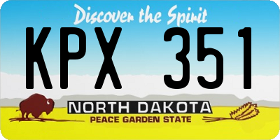 ND license plate KPX351