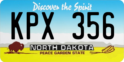 ND license plate KPX356