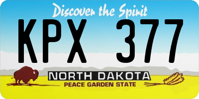 ND license plate KPX377