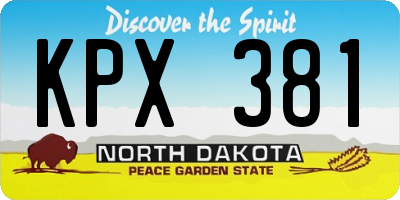 ND license plate KPX381