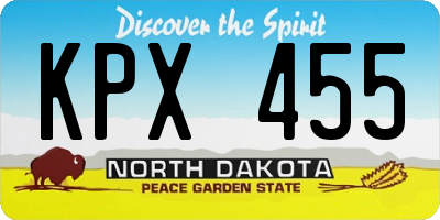 ND license plate KPX455
