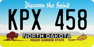 ND license plate KPX458
