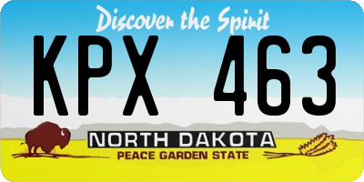 ND license plate KPX463