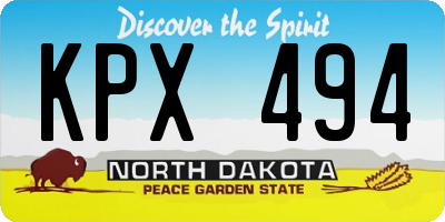 ND license plate KPX494