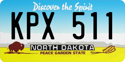 ND license plate KPX511