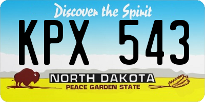 ND license plate KPX543