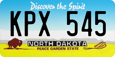ND license plate KPX545