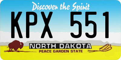 ND license plate KPX551