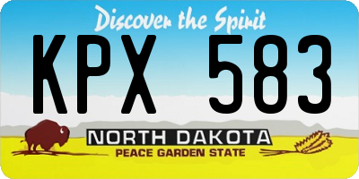 ND license plate KPX583