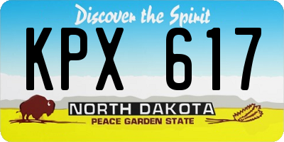 ND license plate KPX617