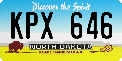 ND license plate KPX646