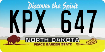 ND license plate KPX647