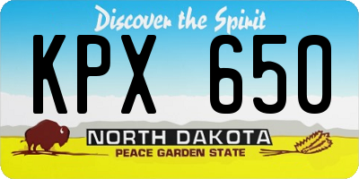 ND license plate KPX650