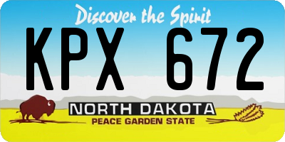 ND license plate KPX672