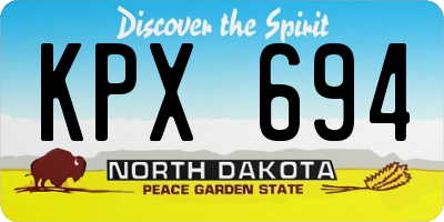 ND license plate KPX694