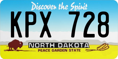 ND license plate KPX728