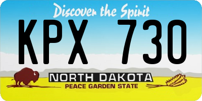 ND license plate KPX730