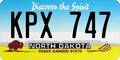 ND license plate KPX747