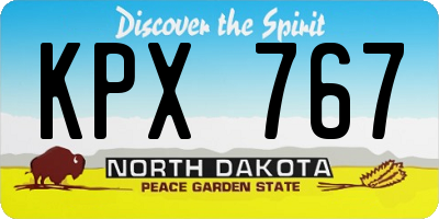 ND license plate KPX767