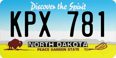ND license plate KPX781