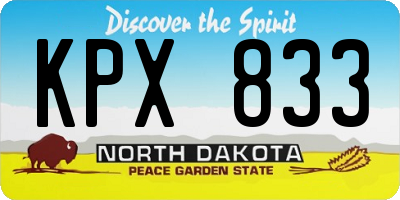 ND license plate KPX833