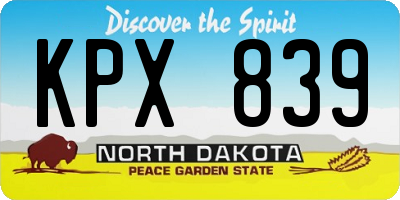 ND license plate KPX839