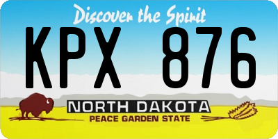 ND license plate KPX876