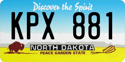 ND license plate KPX881
