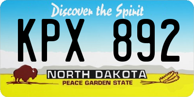 ND license plate KPX892