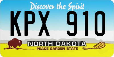 ND license plate KPX910