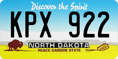 ND license plate KPX922