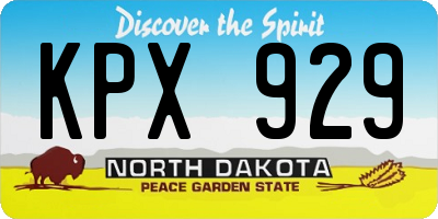 ND license plate KPX929