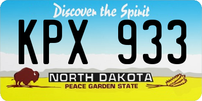 ND license plate KPX933