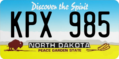ND license plate KPX985