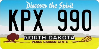 ND license plate KPX990
