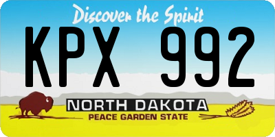 ND license plate KPX992