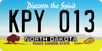 ND license plate KPY013