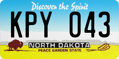 ND license plate KPY043