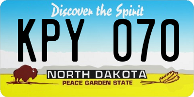 ND license plate KPY070