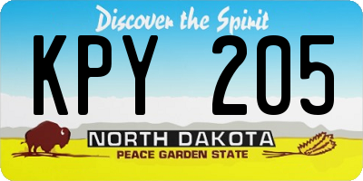 ND license plate KPY205