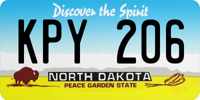 ND license plate KPY206